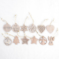 Christmas Decoration Supplies Boxed Wooden Christmas Snowflake Small Pendant Laser Cutting Hollow-out Ornaments